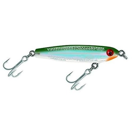 Mirrolure Mirroglass Suspending Twitchbait, 2 14, 316 Oz, Green BackWhite BellySilver 9MR-18